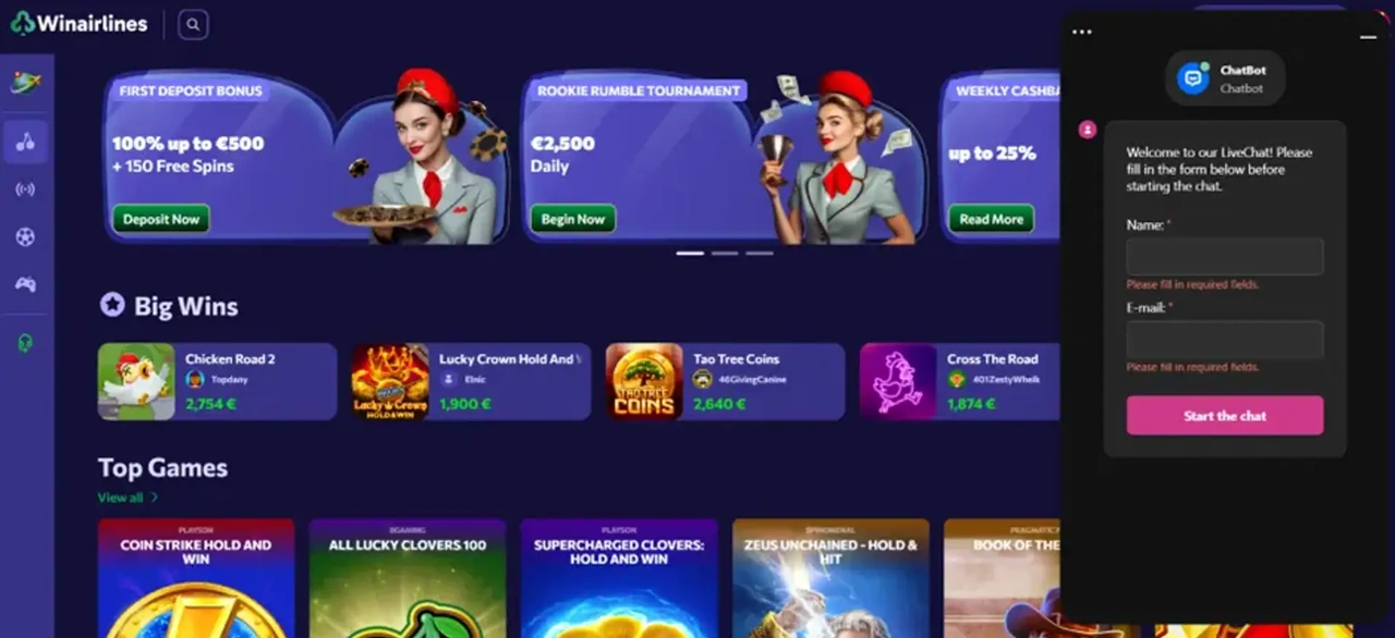 Winairlines Casino - Krypto-freundliches Online Casino 2026 Casino
